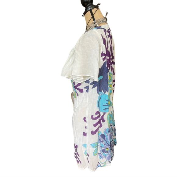 Top Dress Coverup beaded details on neckline white blue purple size XL - Picture 4 of 10